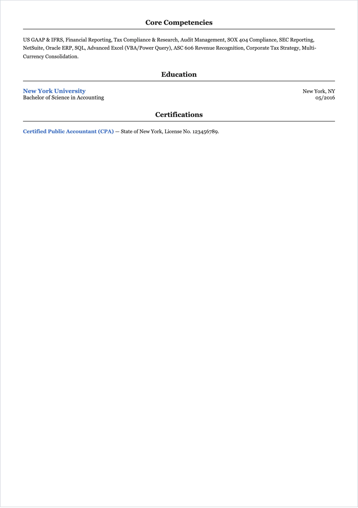 Free Financial Accountant ATS CV Template, AI CV Builder