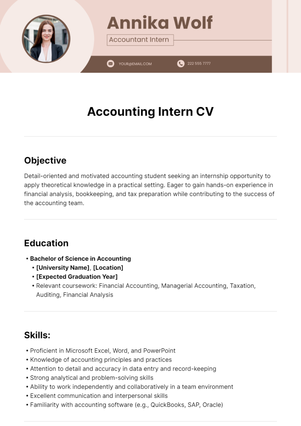 Accounting Intern CV Template
