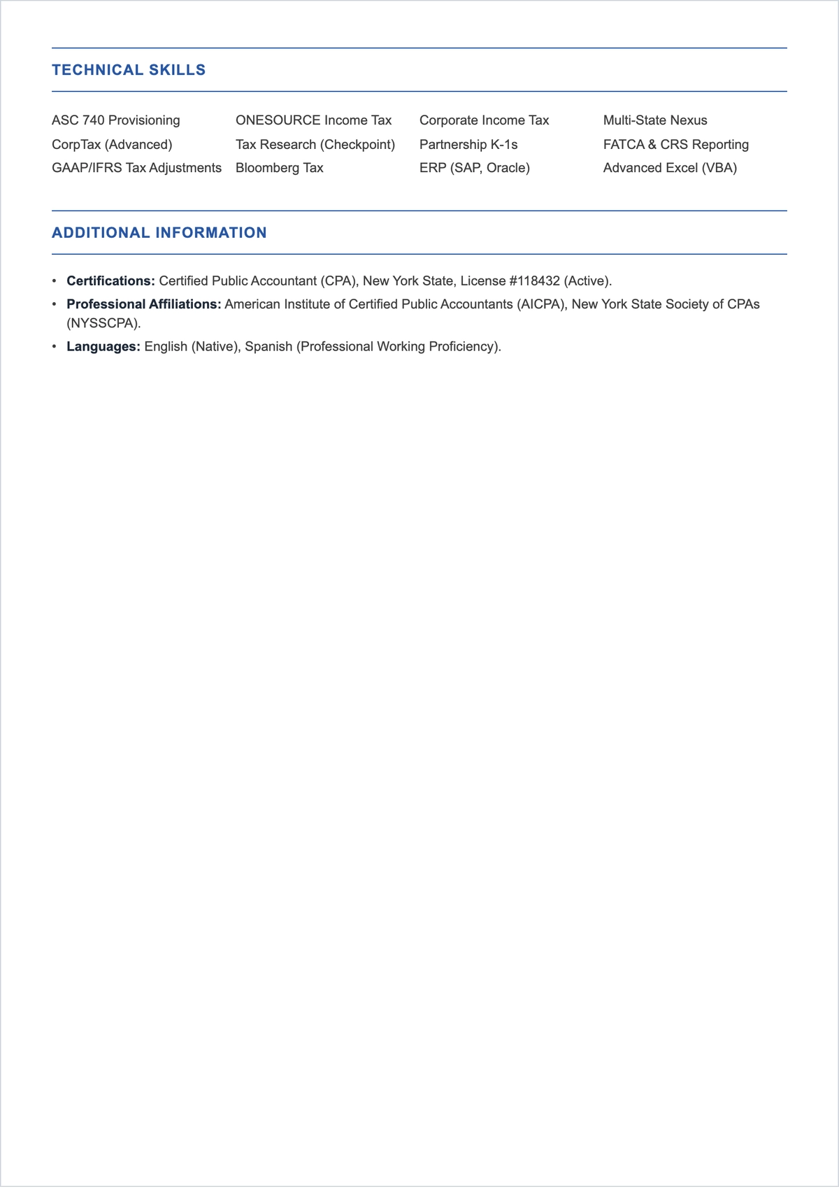 Free Senior Tax Accountant ATS CV Template, AI CV Builder
