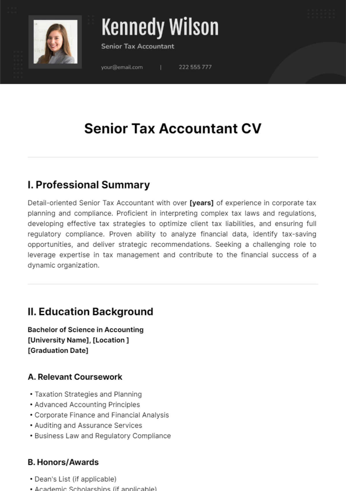 Free Accountant CV Templates To Edit Online And Download