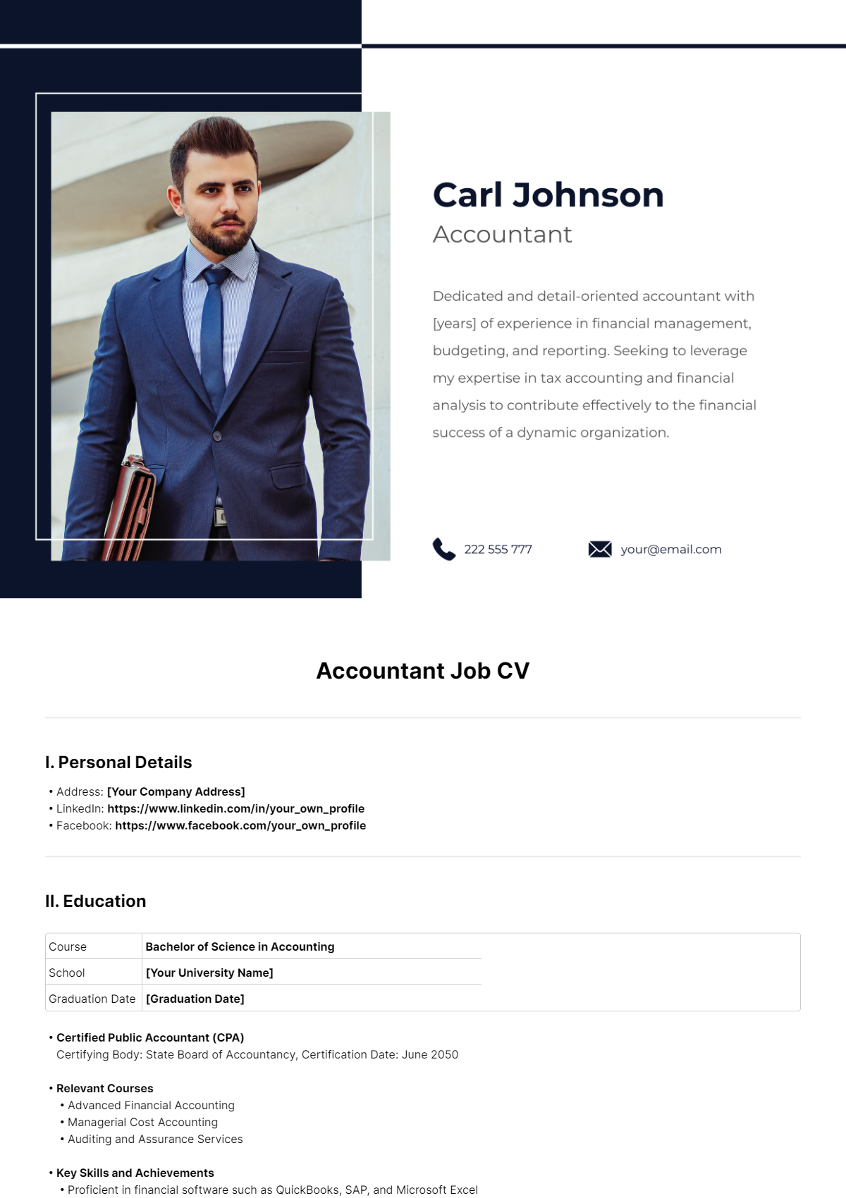 Accountant Job CV Template - Edit Online & Download