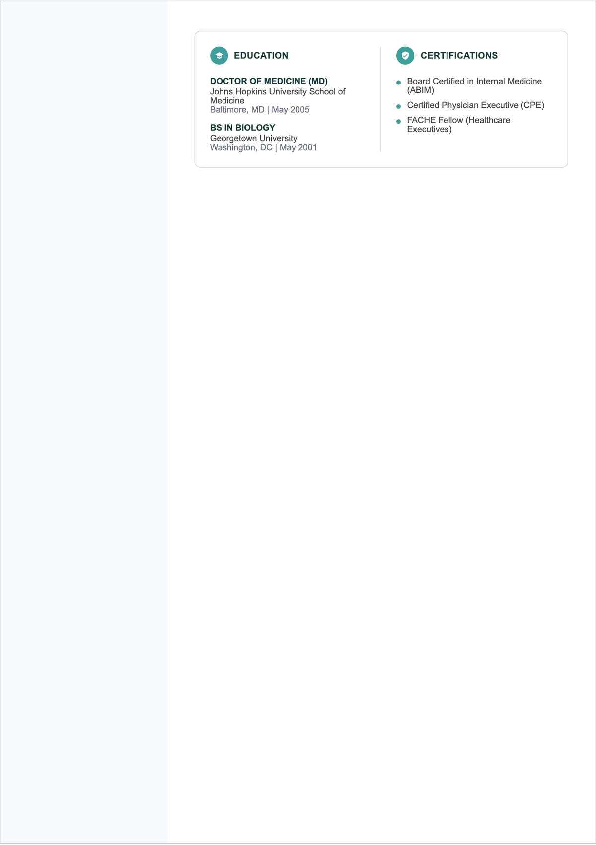 Free Medical Director ATS CV Template, AI CV Builder