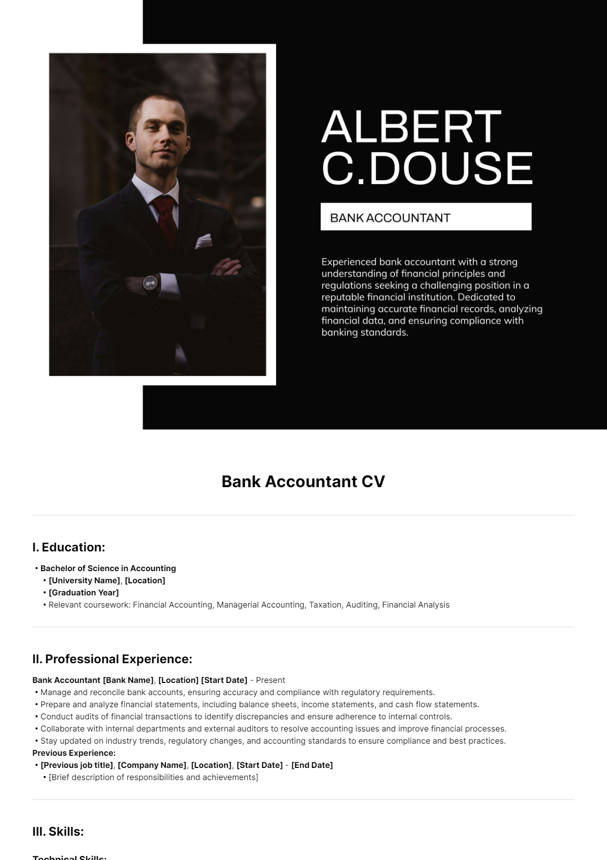 Bank Accountant CV Template - Edit Online & Download