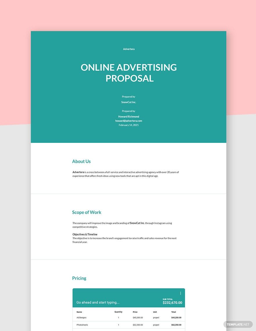 Outdoor Advertising Proposal Template Google Docs, Word, Apple Pages