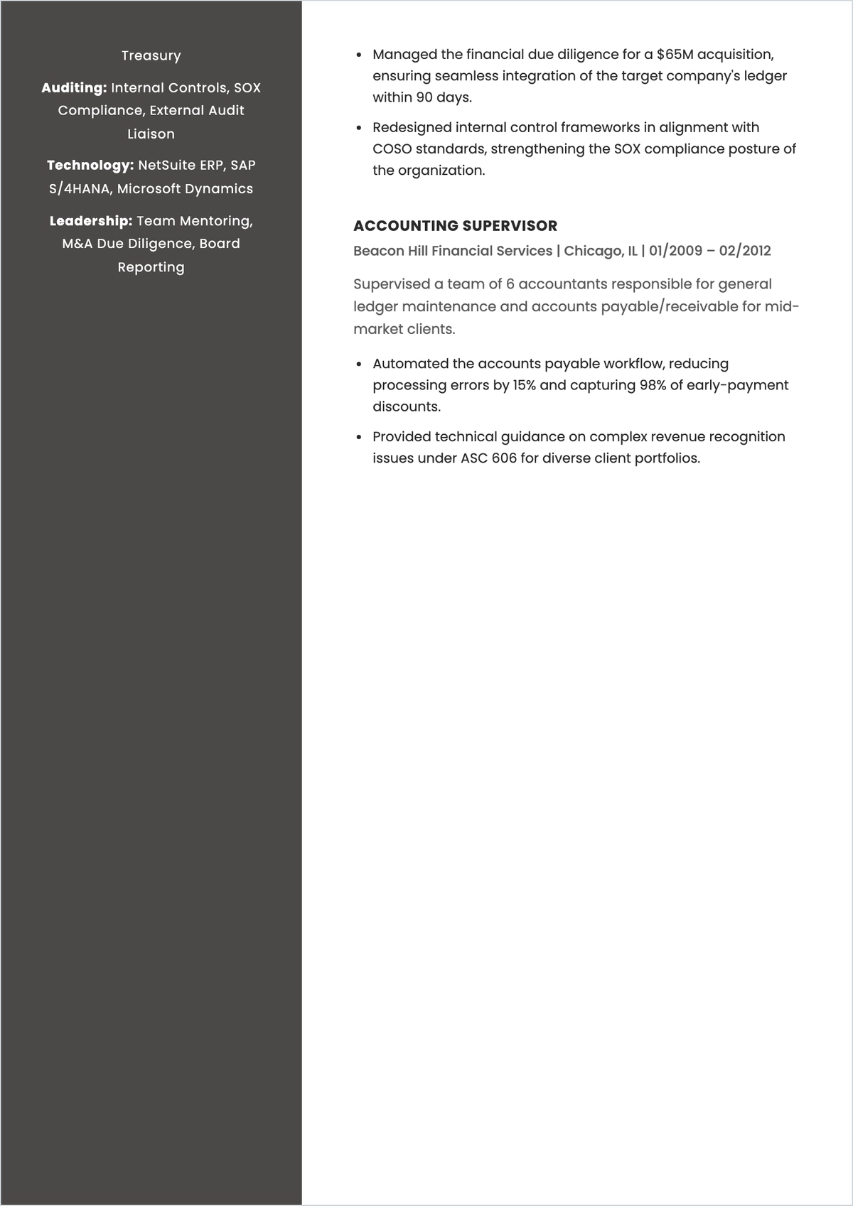 Free Chief Accountant ATS CV Template, AI CV Builder
