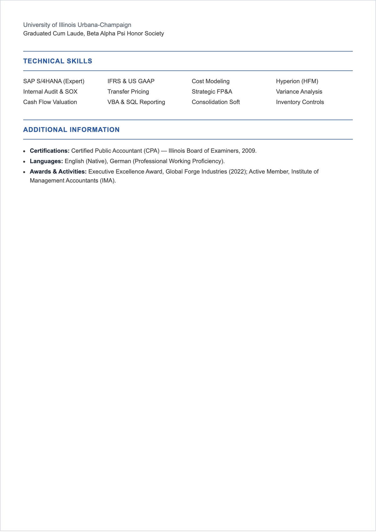 Free Executive Accountant ATS CV Template, AI CV Builder