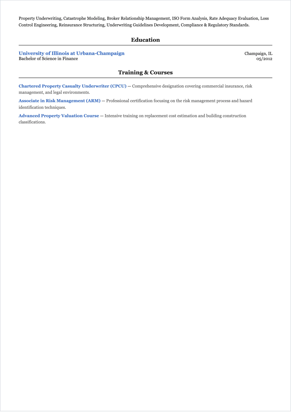 Free Underwriter ATS CV Template, AI CV Builder