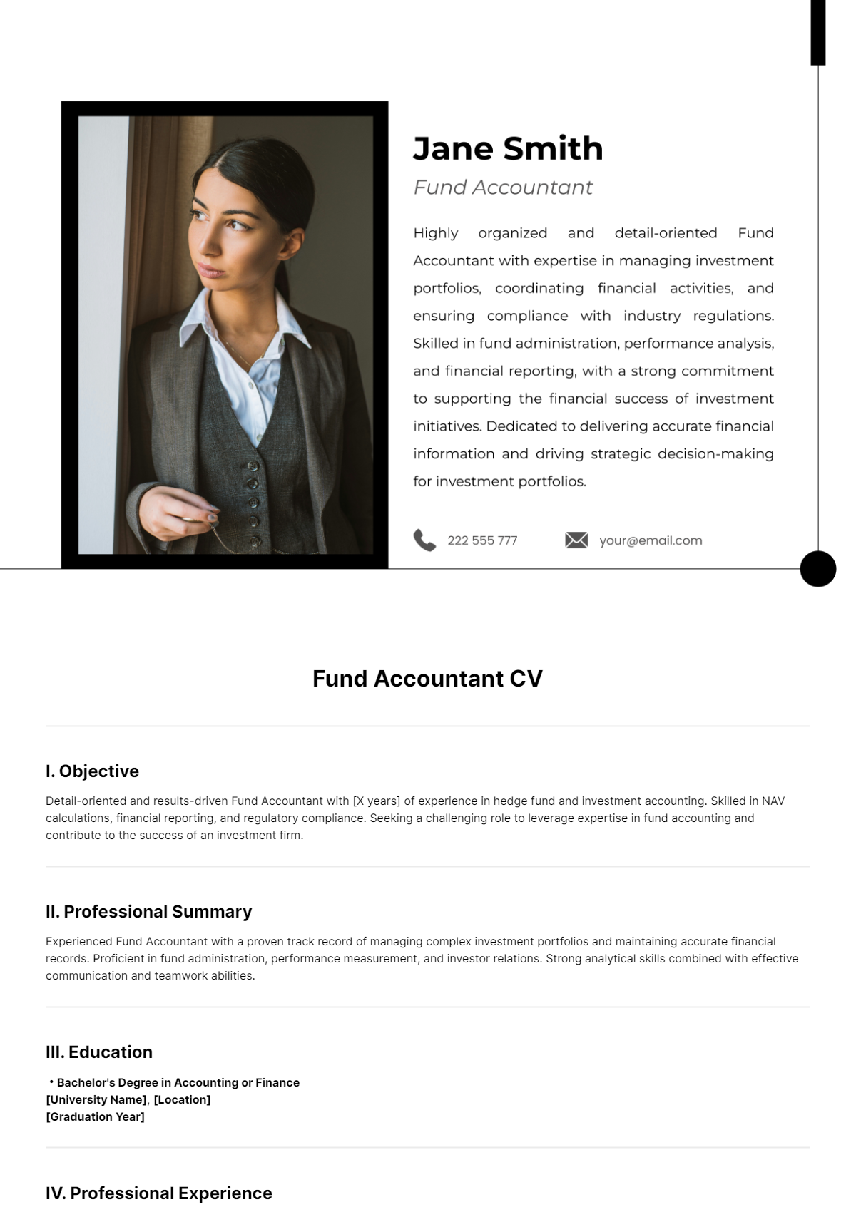 Fund Accountant CV Template - Edit Online & Download