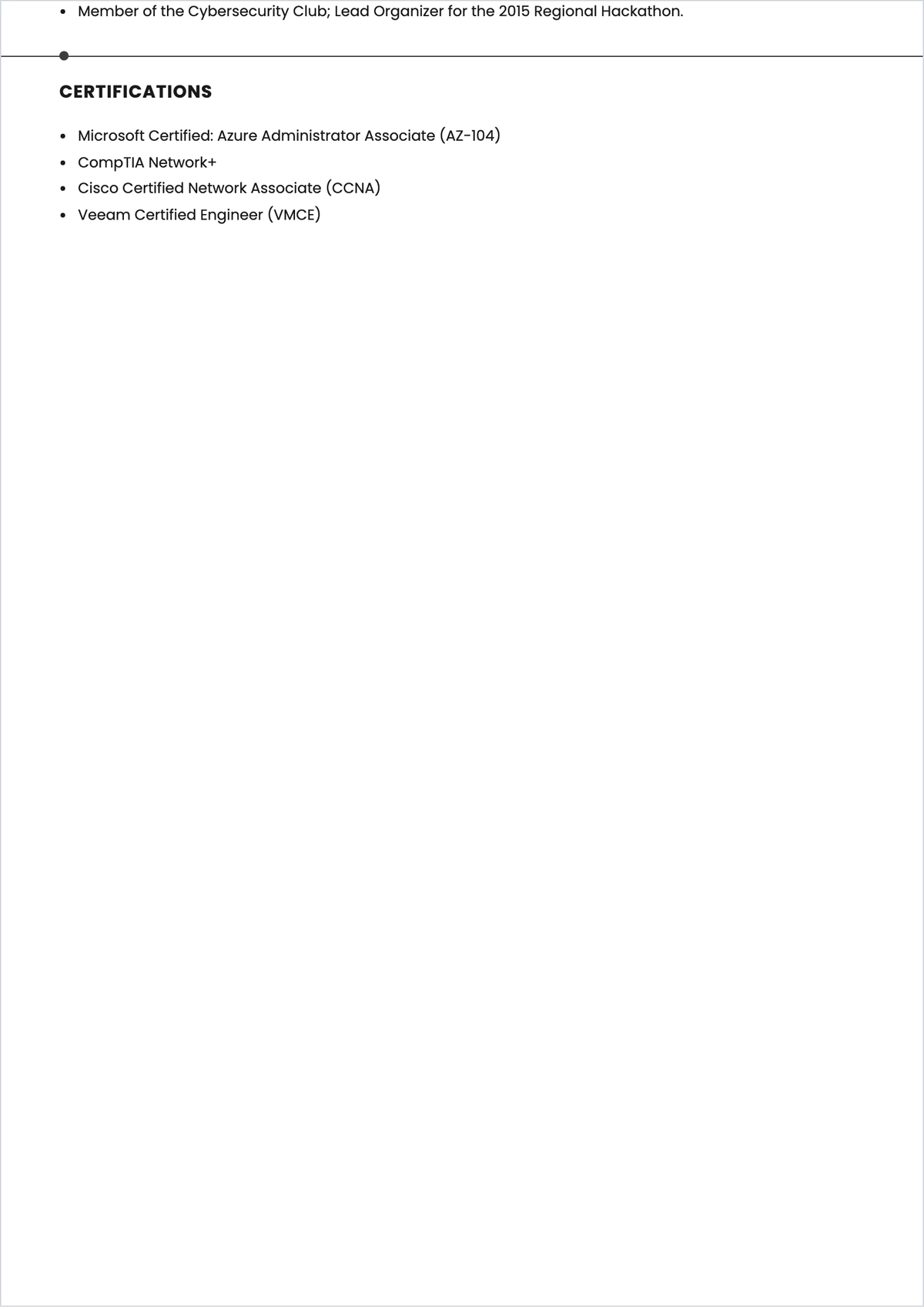 Free IT System Administrator ATS CV Template, AI CV Builder