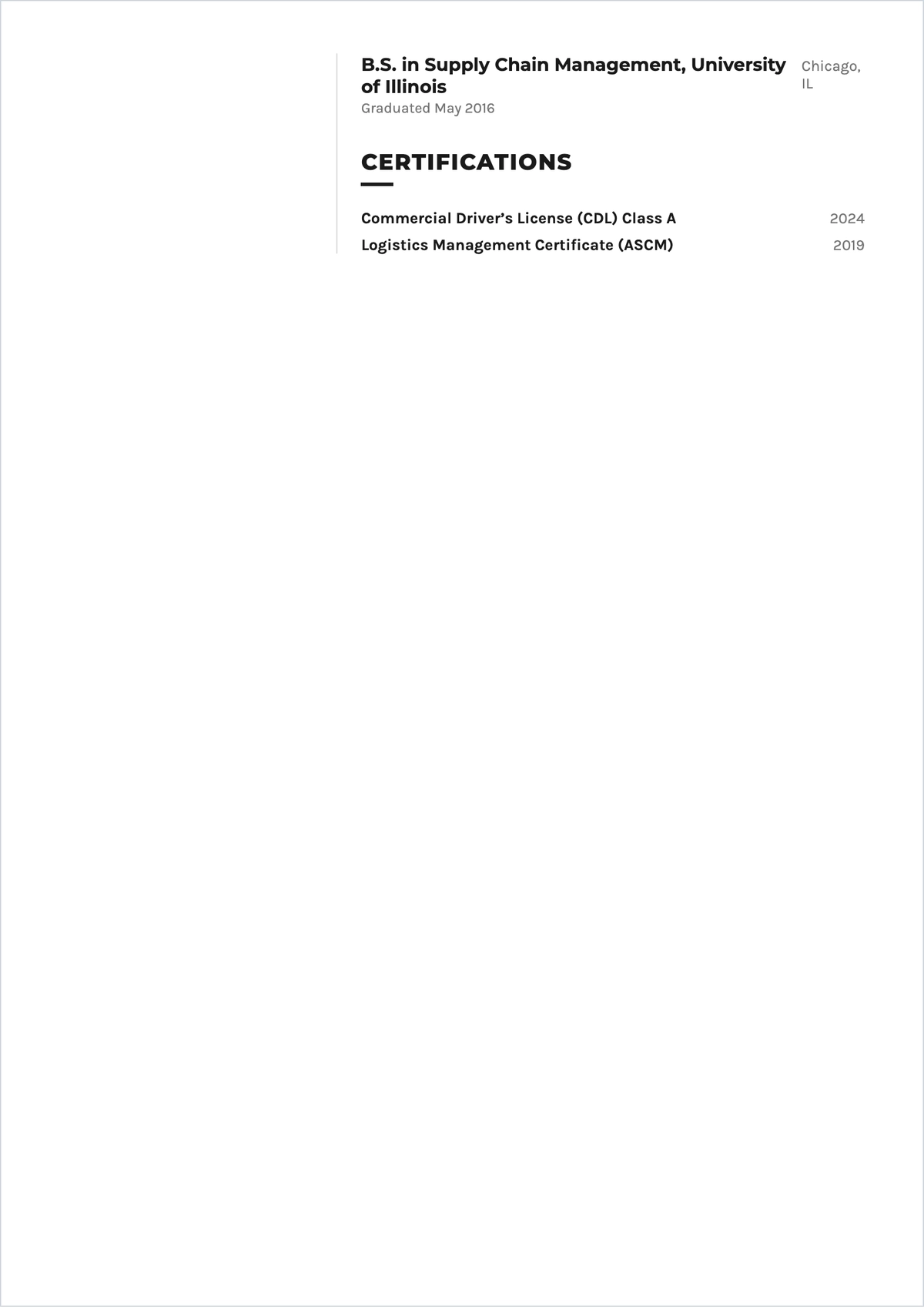 Free Dispatch Executive ATS CV Template, AI CV Builder