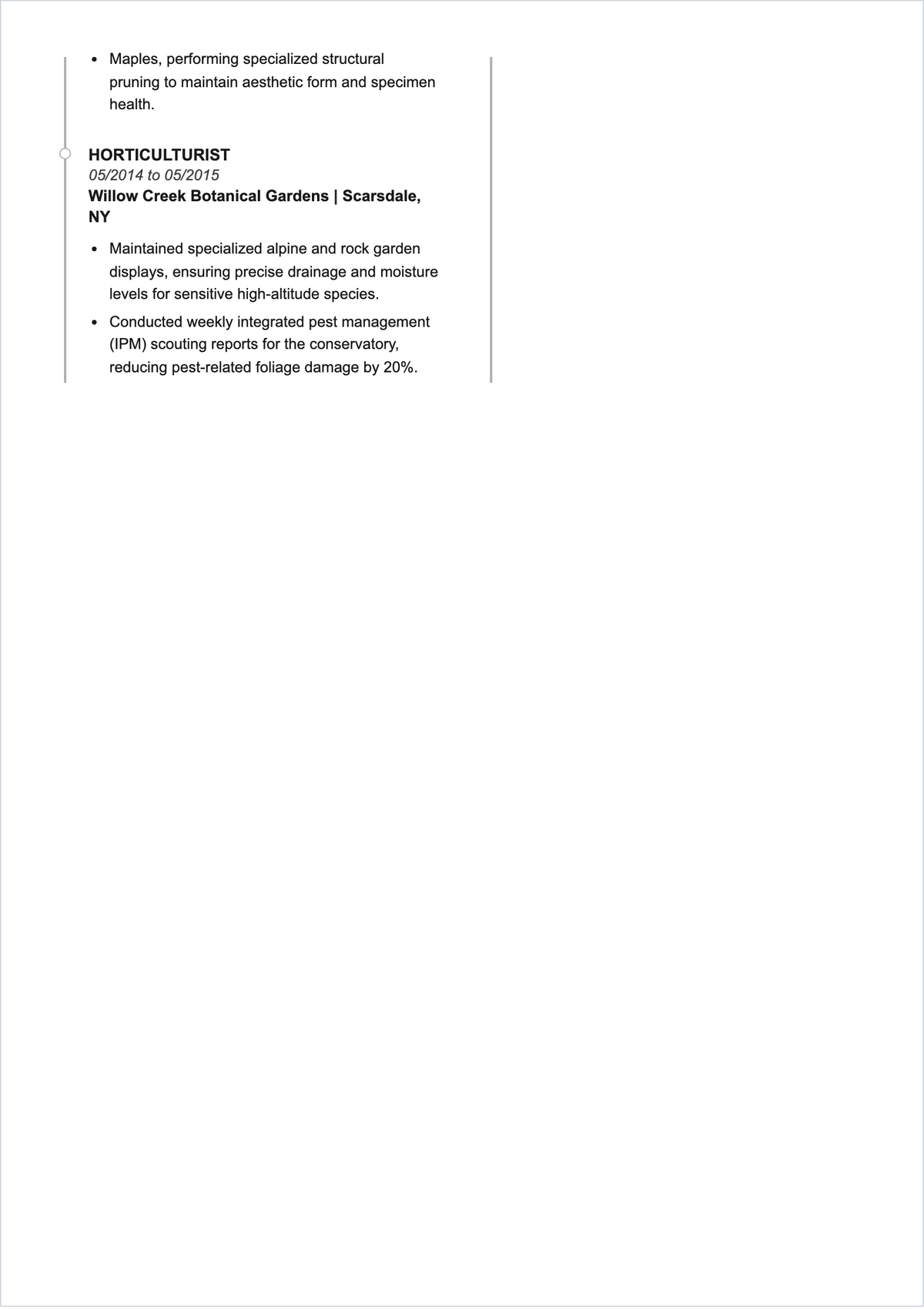 Free Gardener ATS CV Template, AI CV Builder