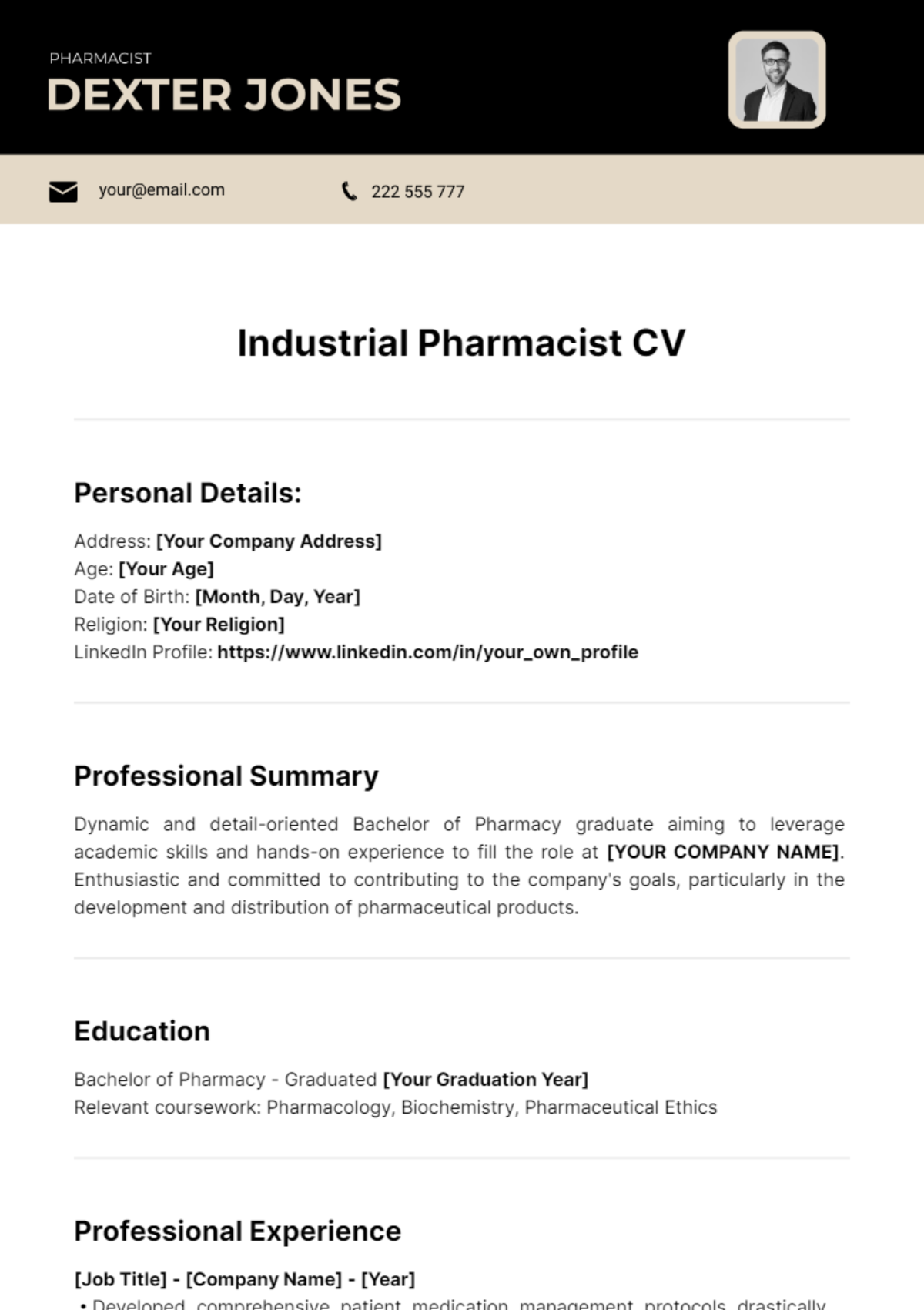 resume objective examples for industrial pharmacist