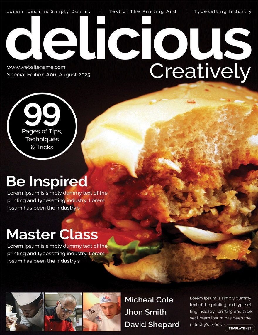Food Magazine Cover Template in Word, Illustrator, PSD, Apple Pages, Publisher, InDesign