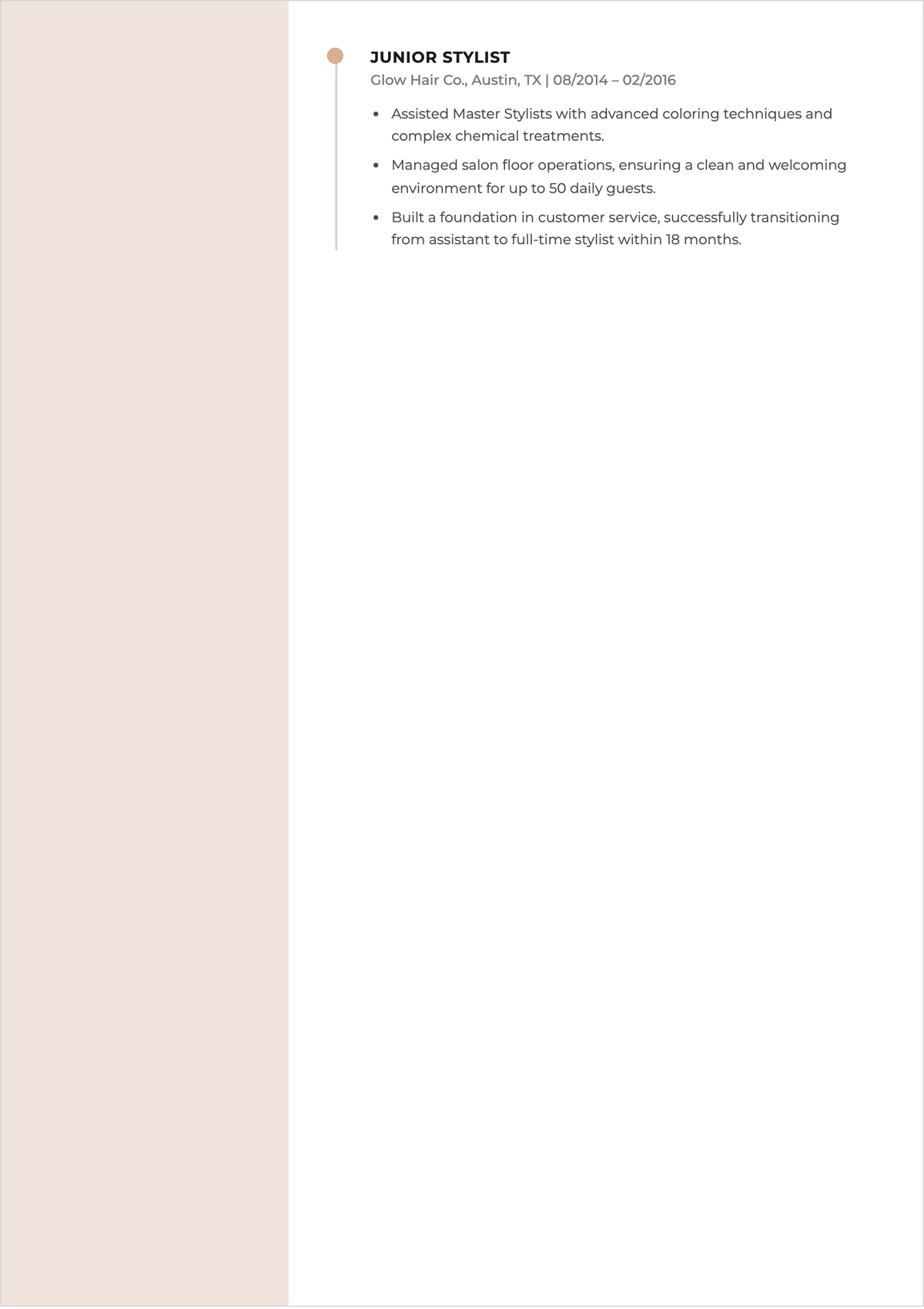 Free Hairdresser ATS CV Template, AI CV Builder