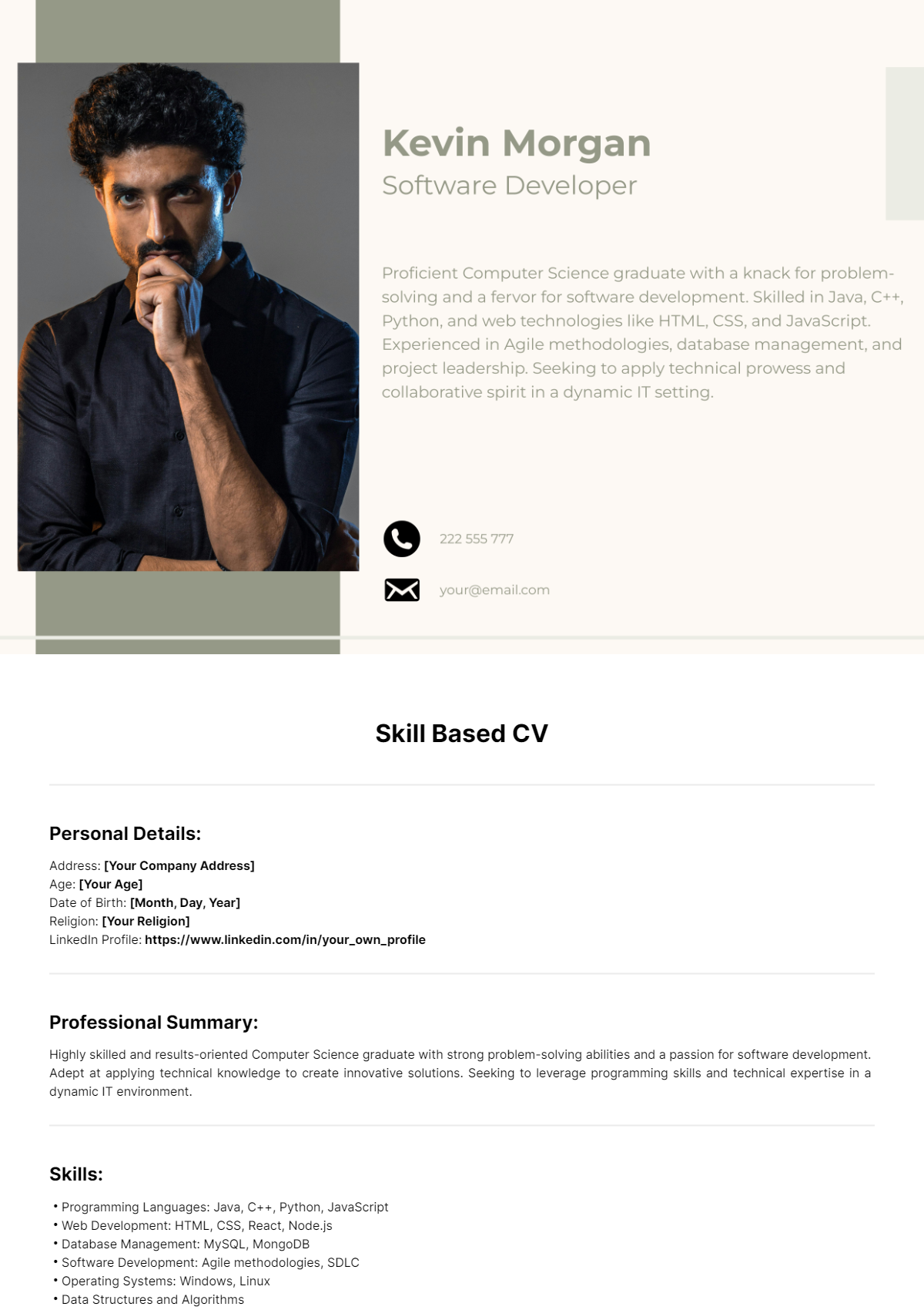 Skill Based CV Template - Edit Online & Download