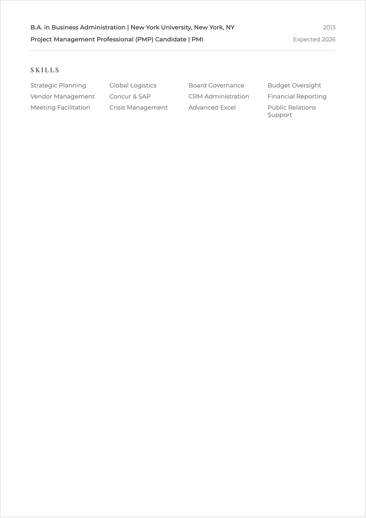 Free Executive Assistant ATS CV Template, AI CV Builder