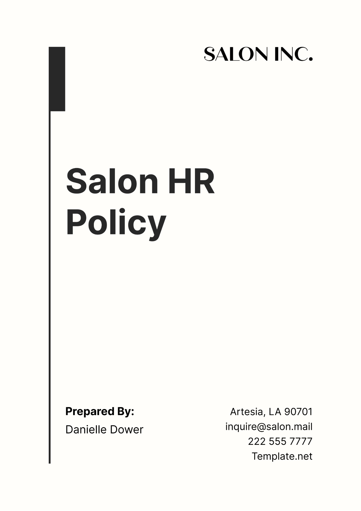 Salon HR Policy Template - Edit Online & Download