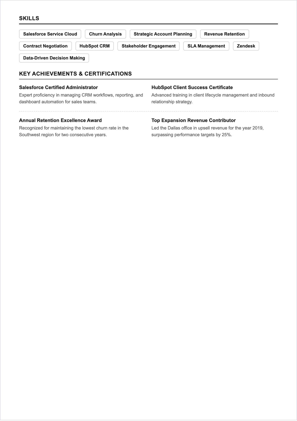 Free Customer Relationship Executive ATS CV Template, AI CV Builder