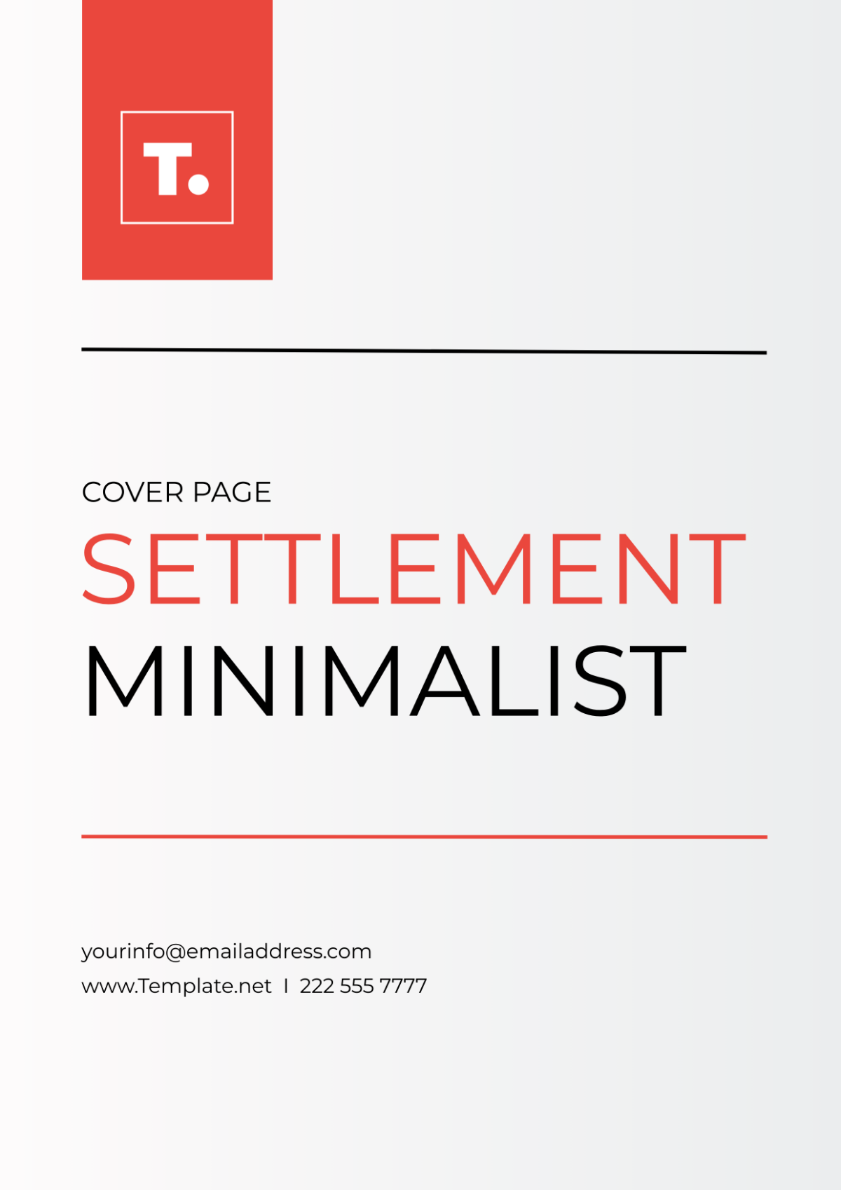 Free Settlement Minimalist Cover Page Template