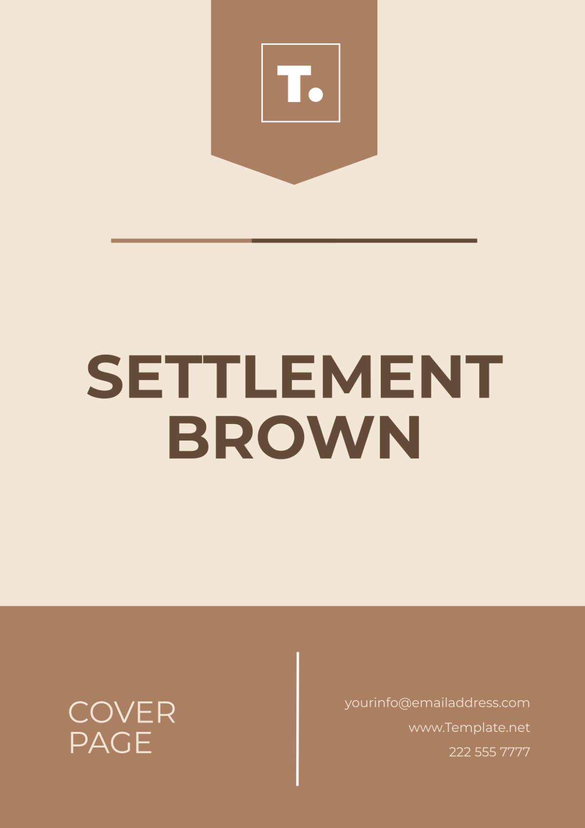 Free Settlement Brown Cover Page Template