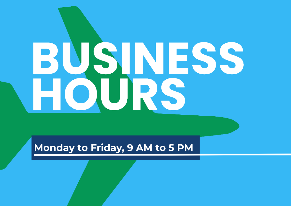 Travel Agency Business Hours Signage Template