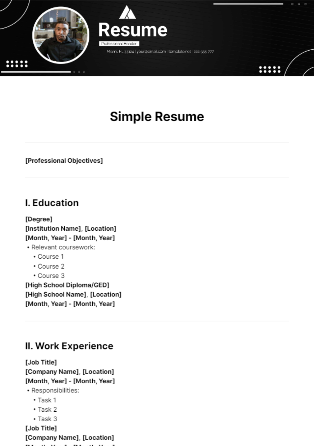 Free Simple Resume Template