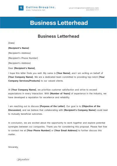 Free Business Letterhead Template to Edit Online