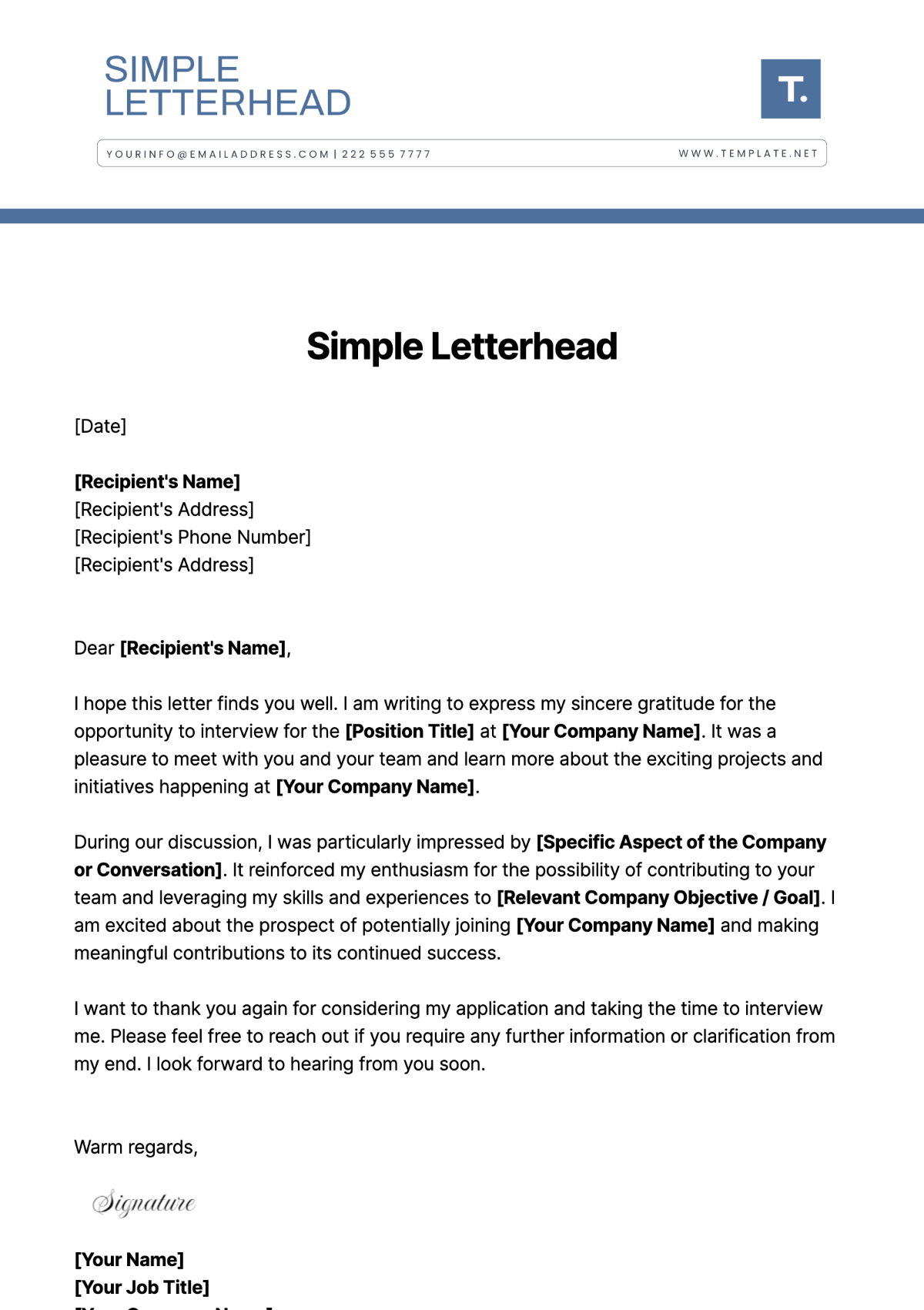 Simple Letterhead Template - Edit Online & Download