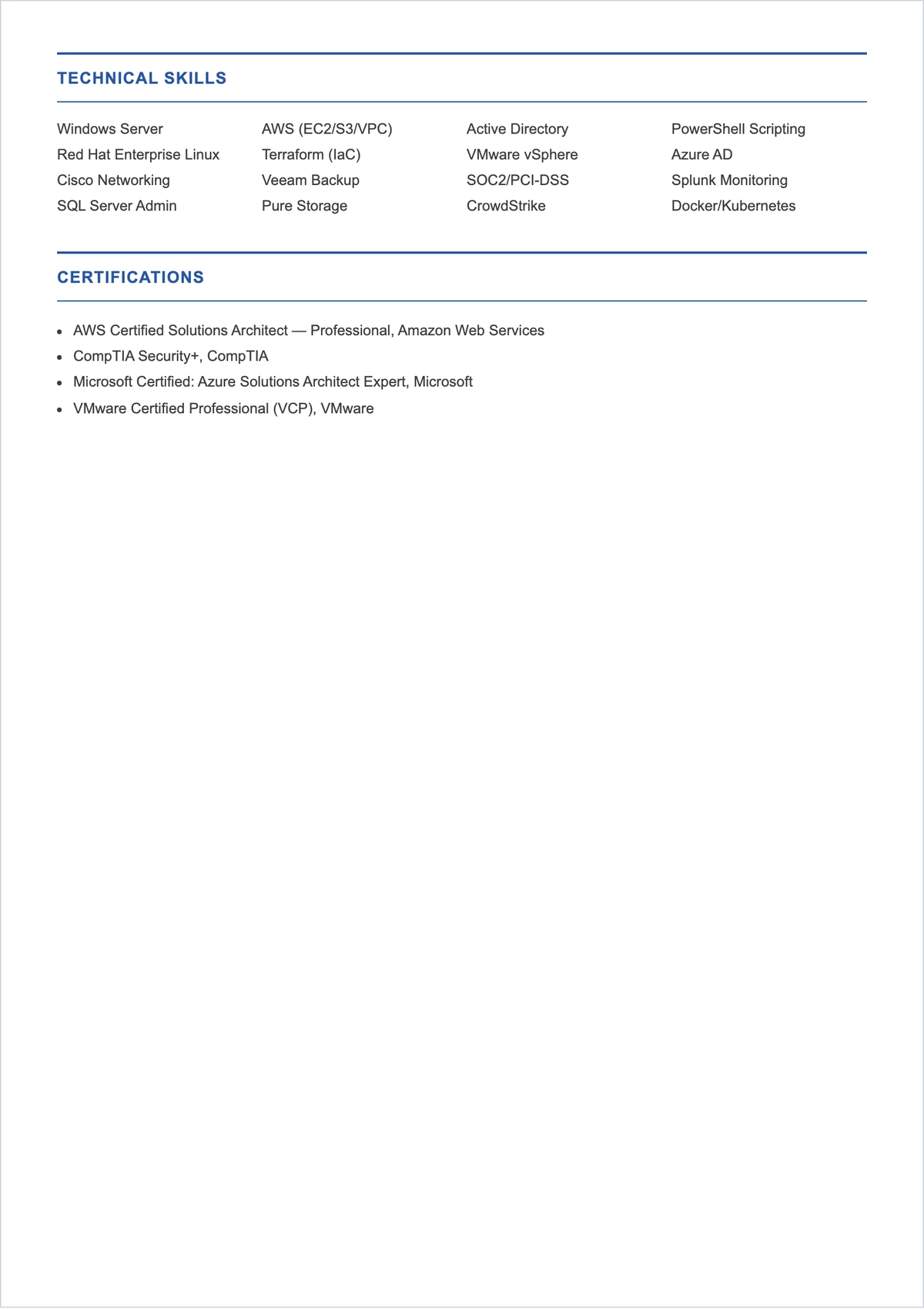 Free IT ATS CV Format Template, AI CV Builder