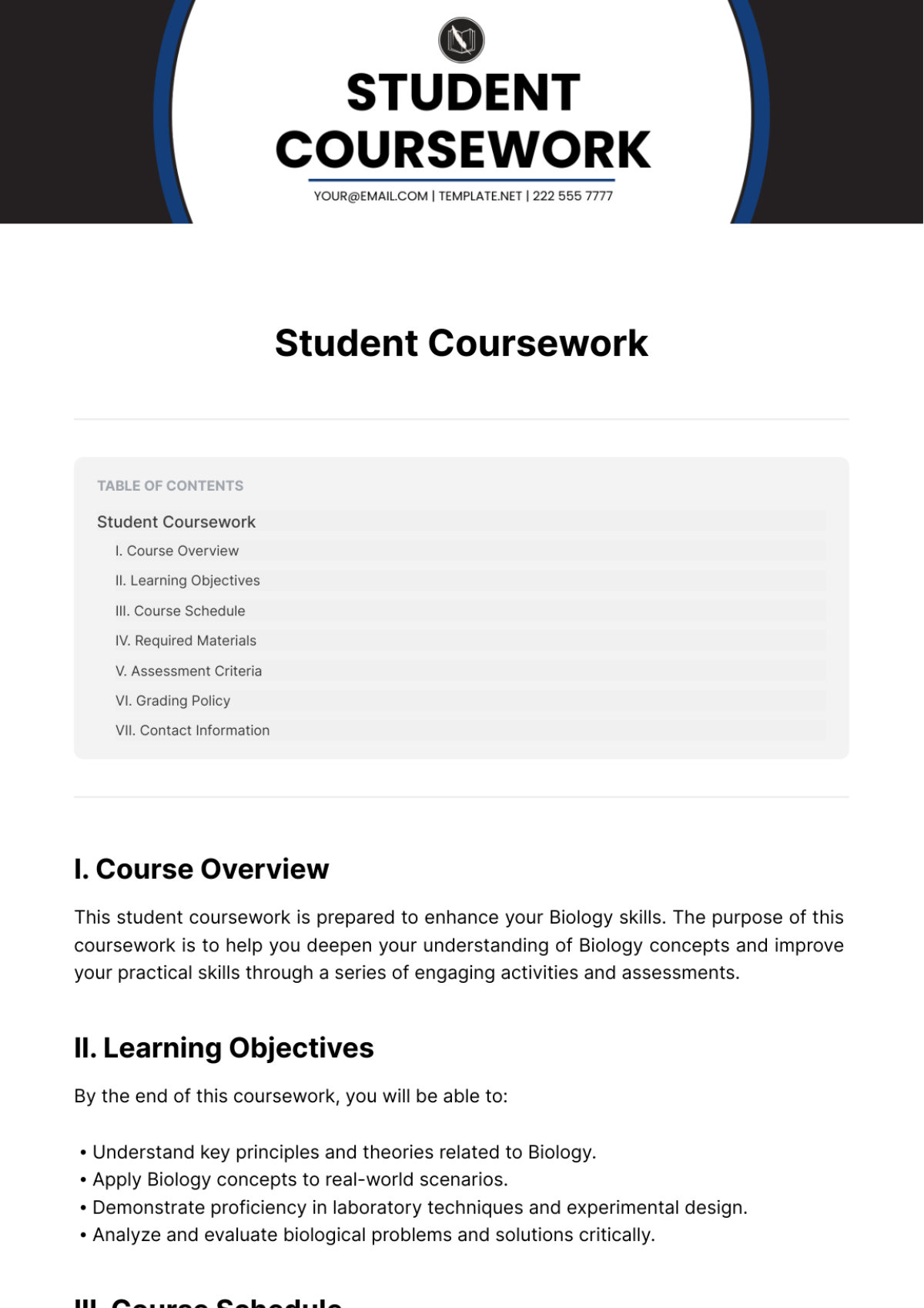 Student Coursework Template