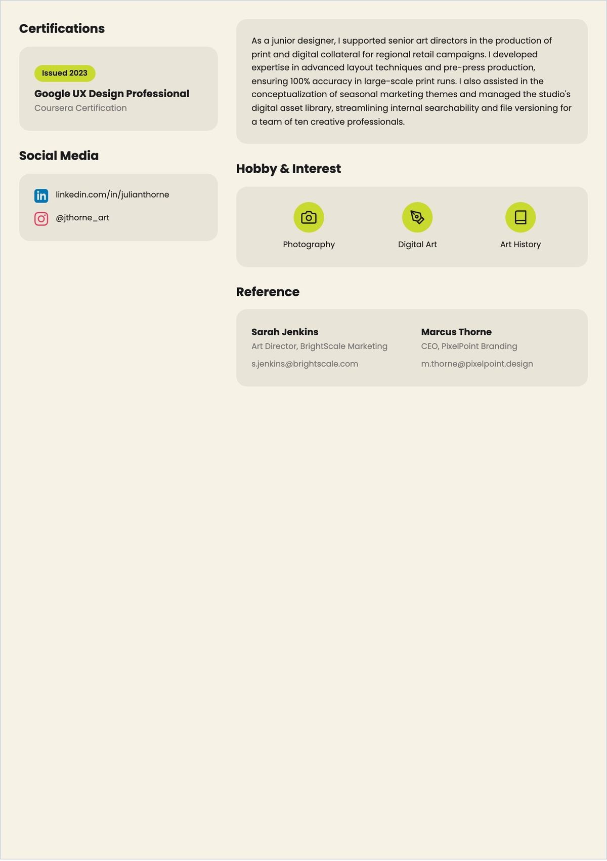Free One Page Creative ATS CV Template, AI CV Builder