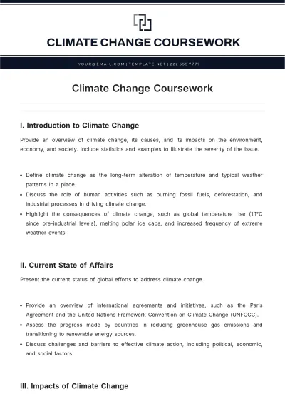Free Climate Change Coursework Template to Edit Online