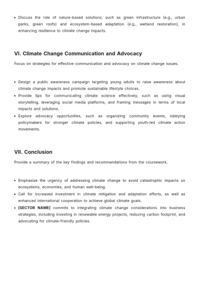 Free Climate Change Coursework Template to Edit Online