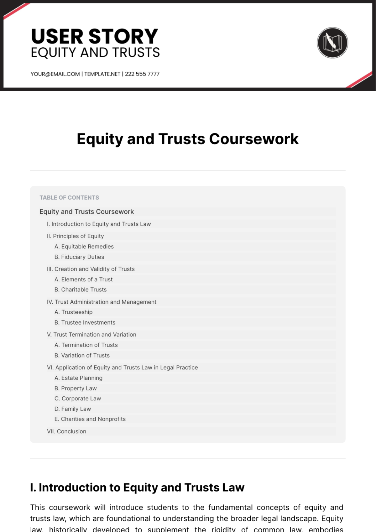 Equity and Trusts Coursework Template