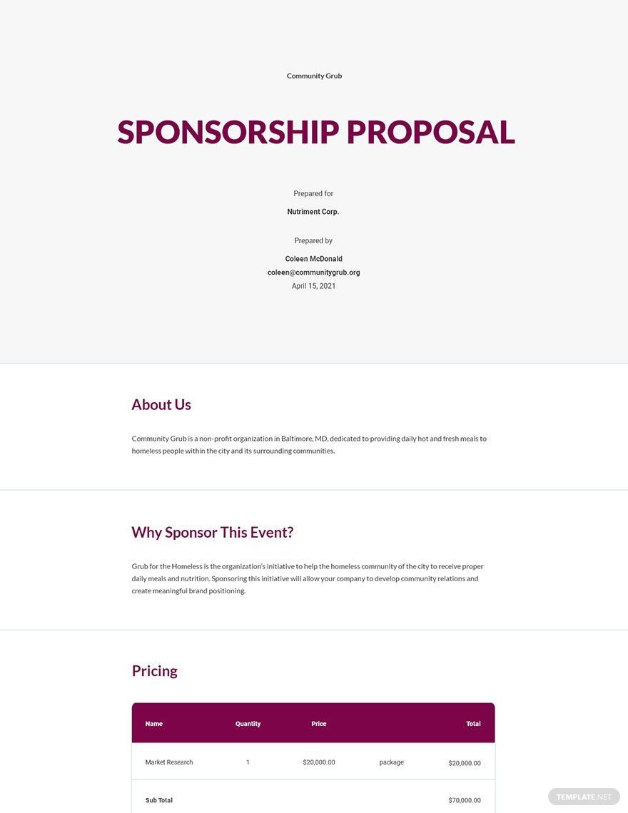 Printable Sponsorship Proposal Template