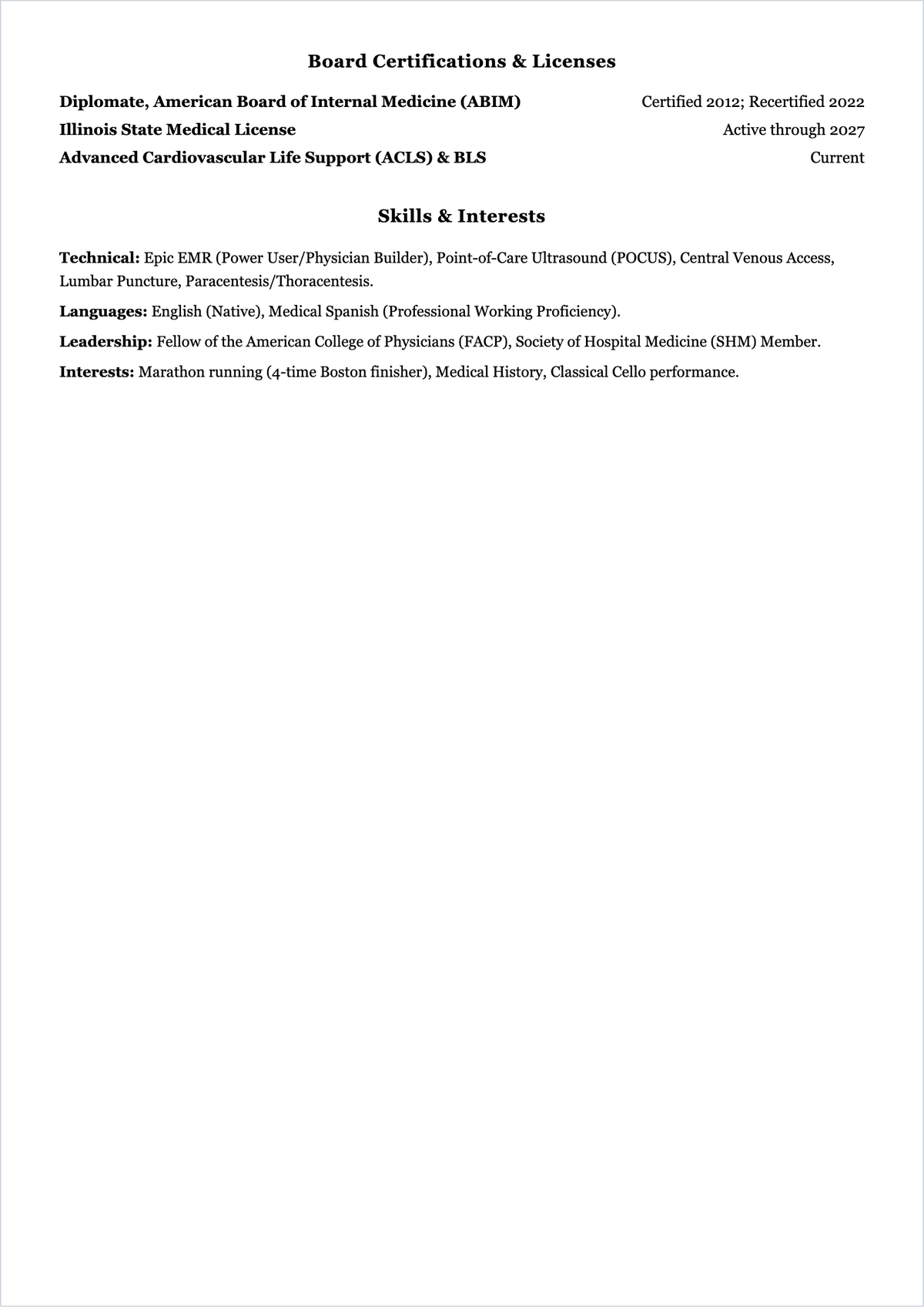 Free Medical ATS CV Template, AI CV Builder
