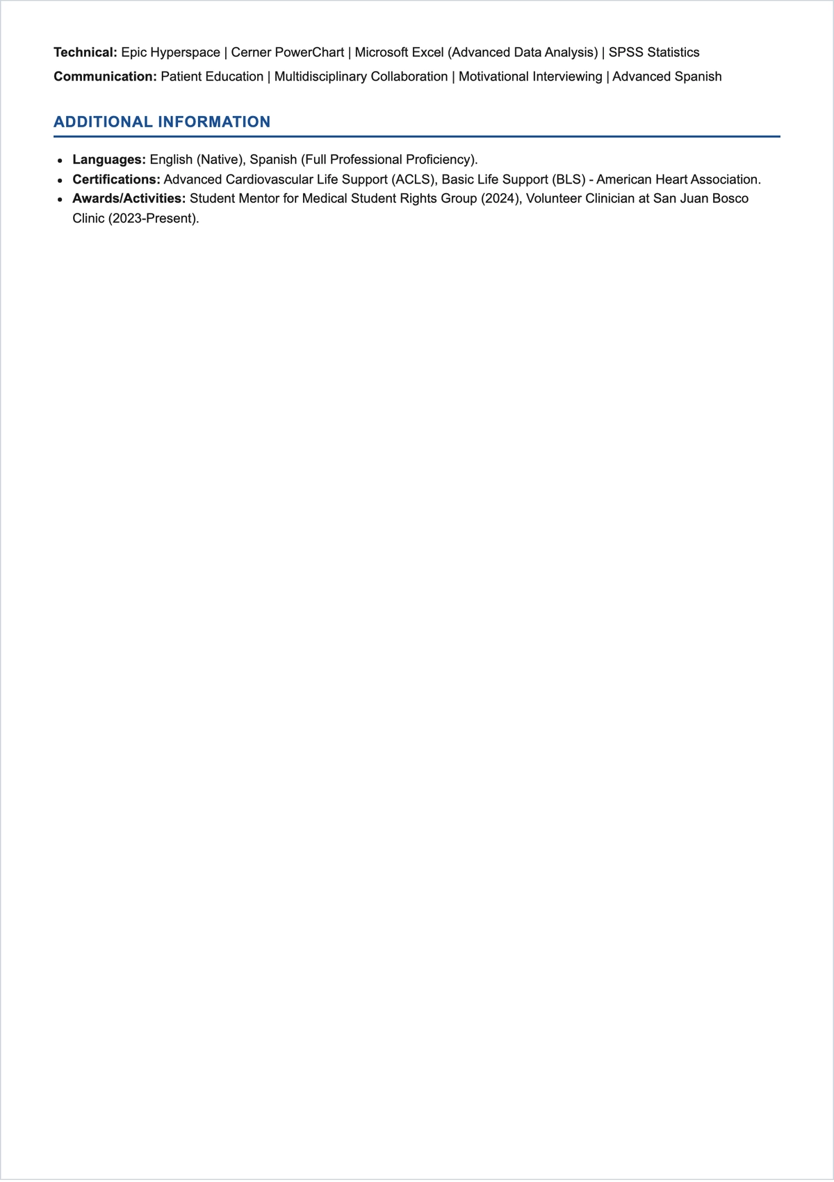 Free Blank Medical Student ATS CV Template, AI CV Builder