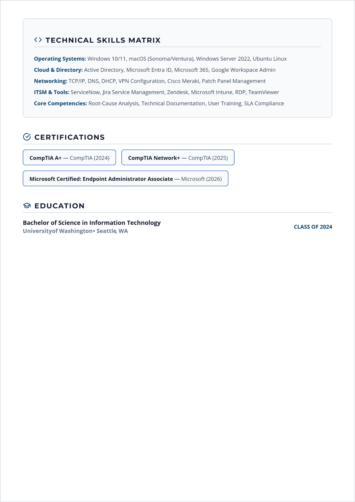 Free IT Technician CV Template to Edit Online