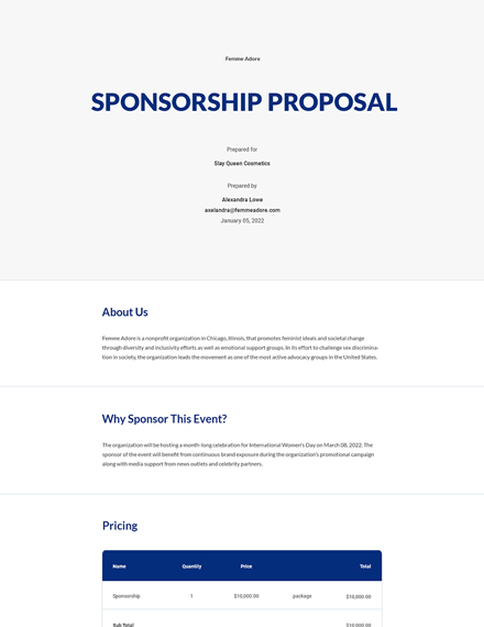 32 Sponsorship Proposal Templates Free Downloads Template