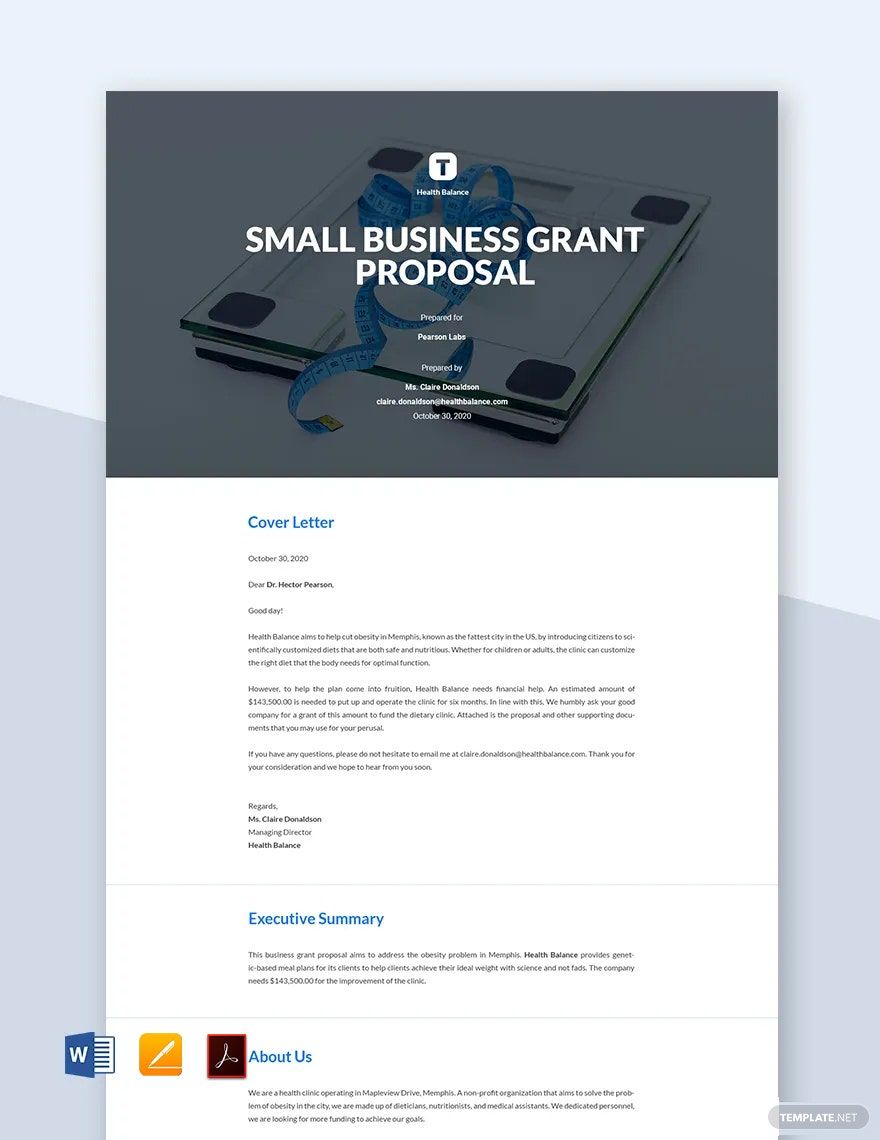 Sample Small Business Grant Proposal Template