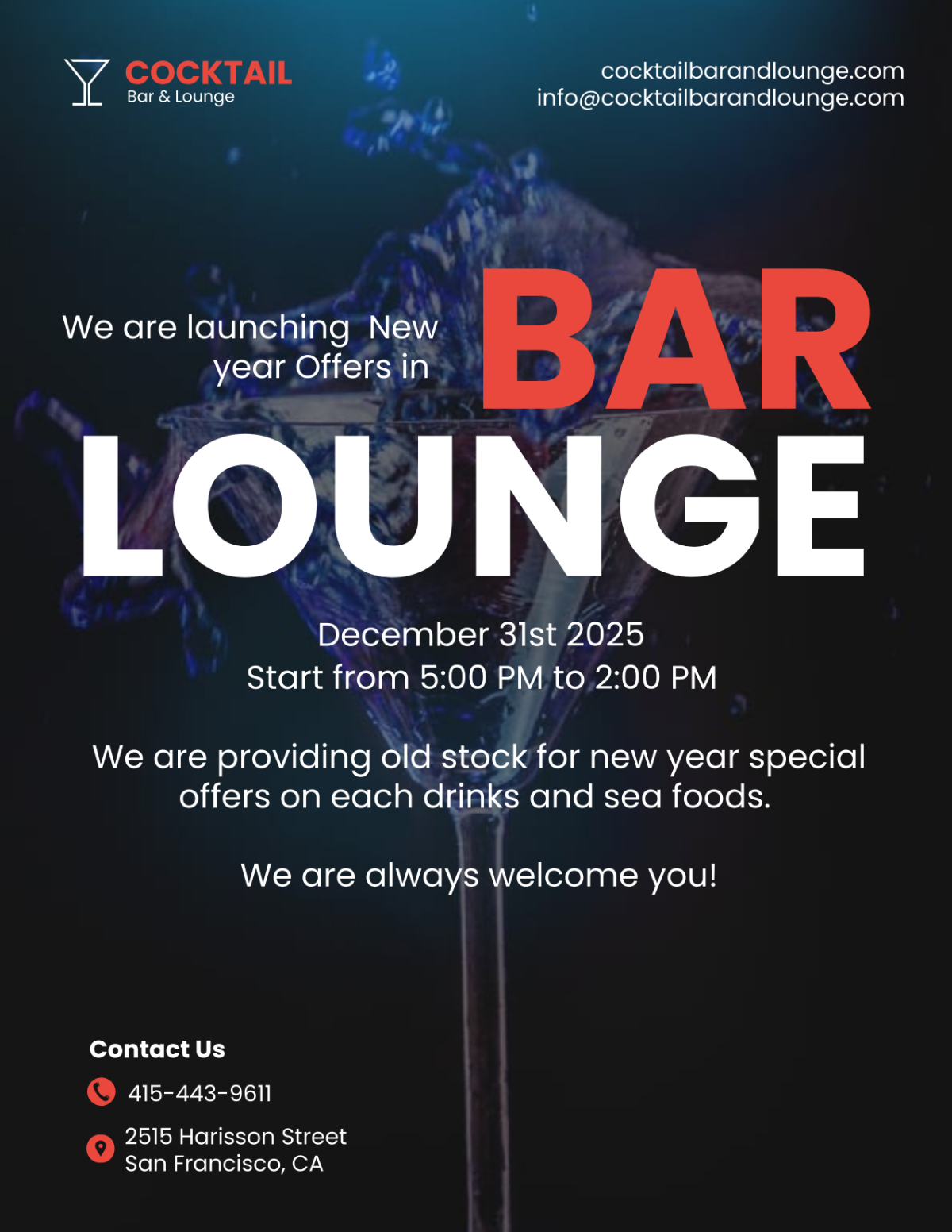 Bar/Lounge Announcement