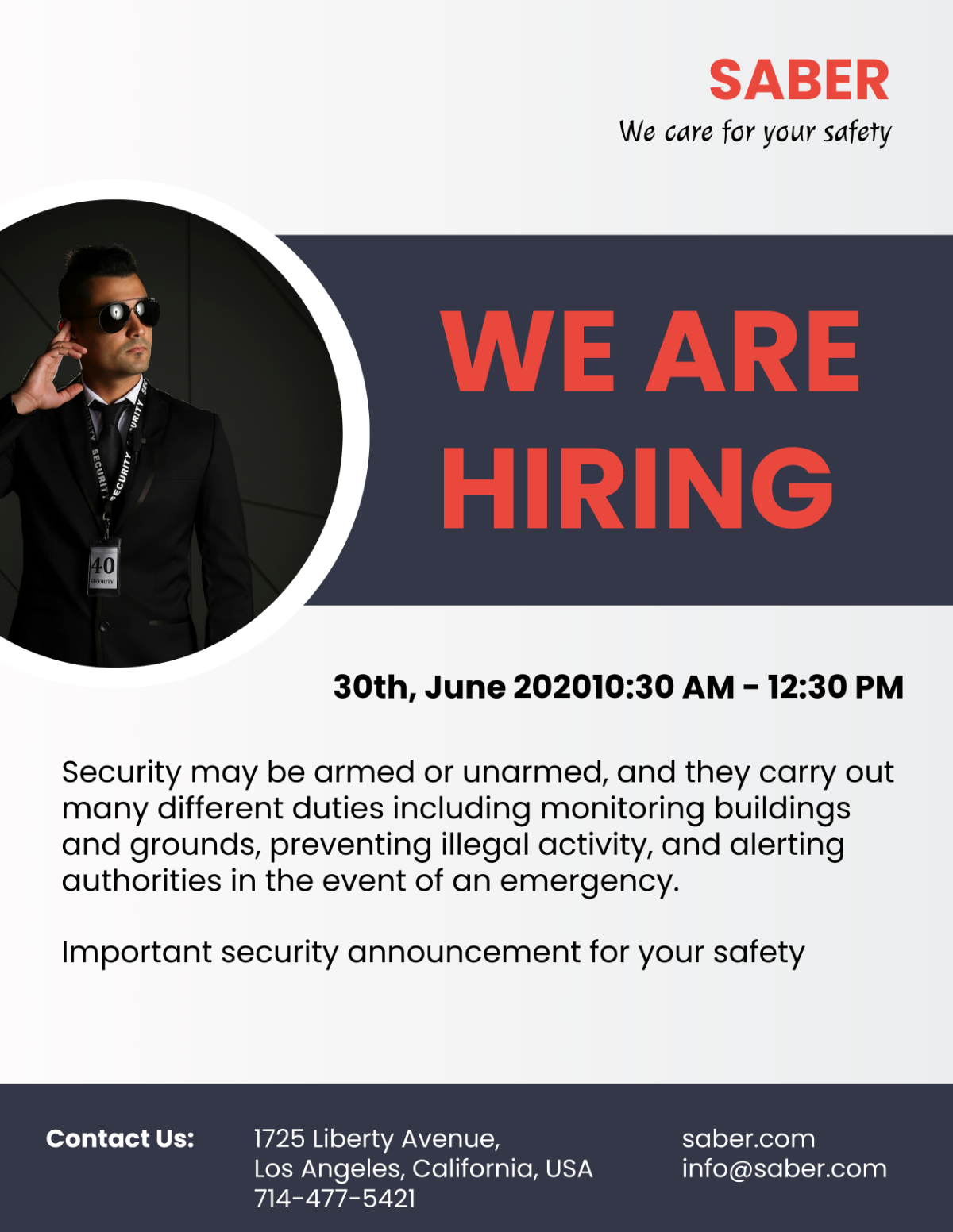 Free Security Guard Services Announcement