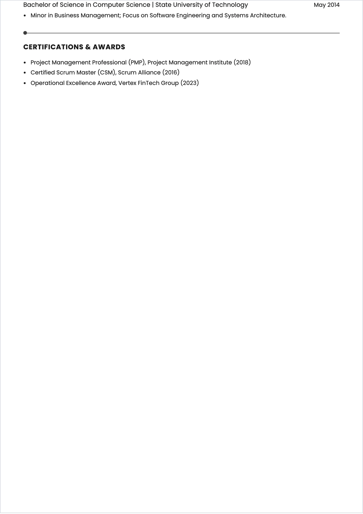 Free IT Project Manager ATS CV Template, AI CV Builder