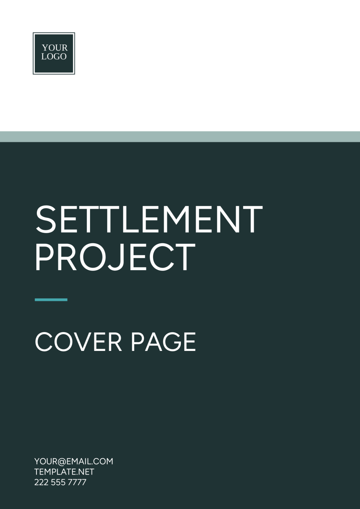 Free Settlement Project Cover Page Template
