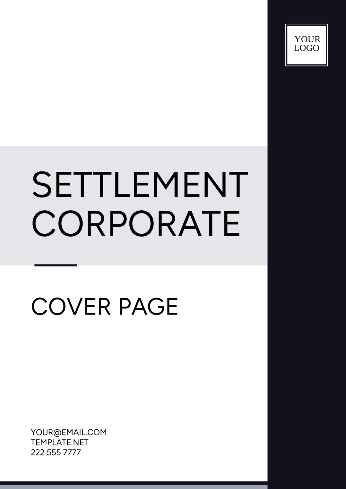Free Settlement Corporate Cover Page Template