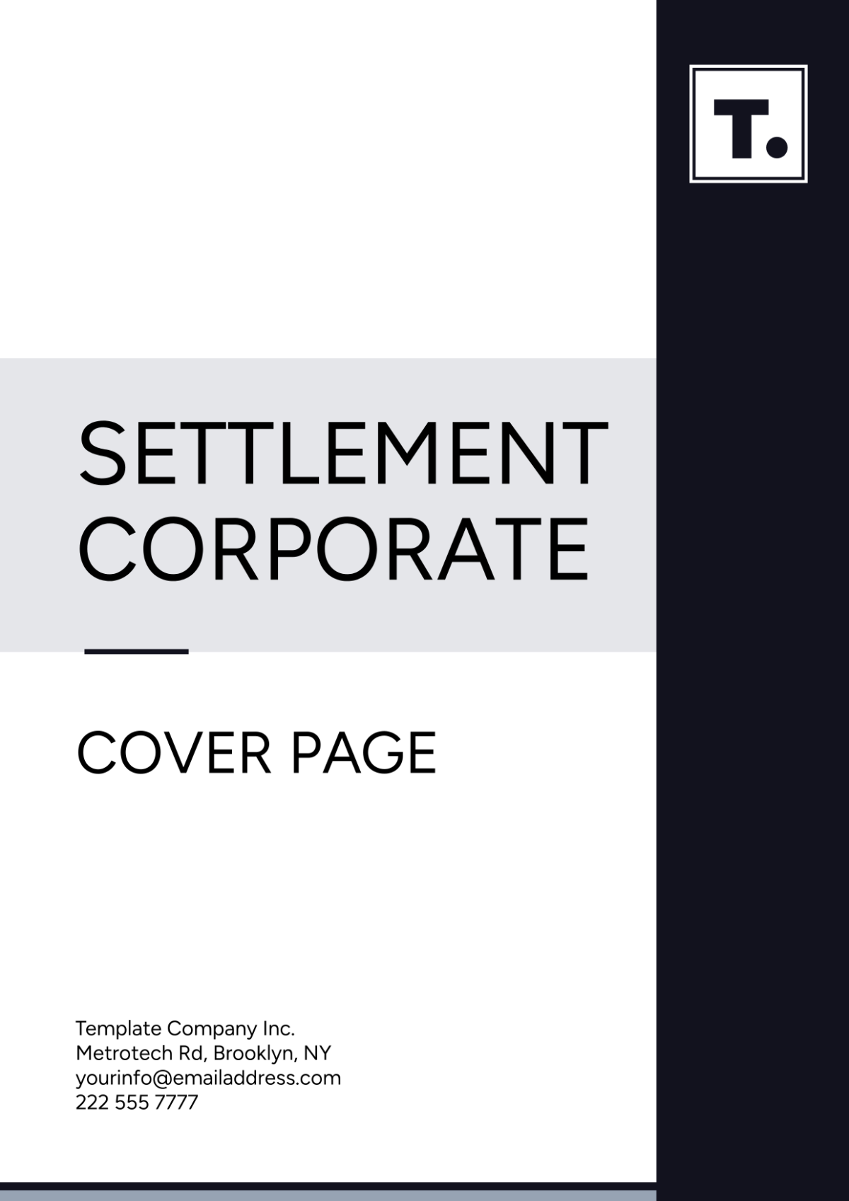 Settlement Corporate Cover Page