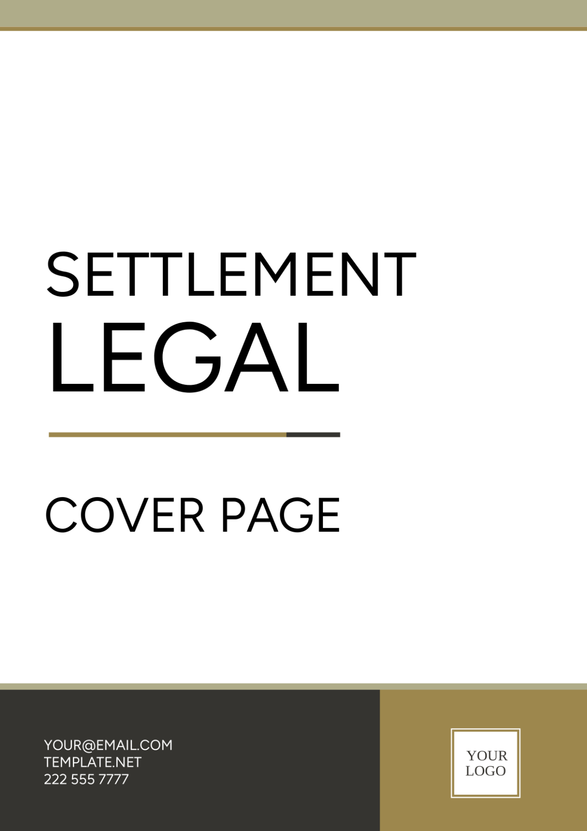 Settlement Legal Cover Page Template