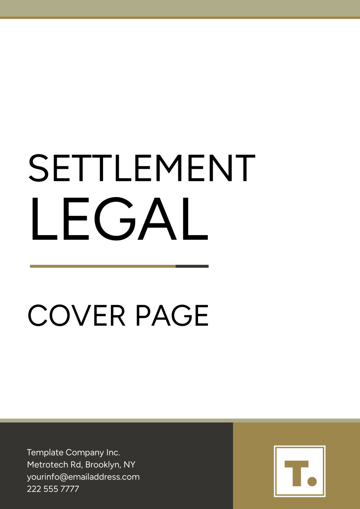 Settlement Legal Cover Page