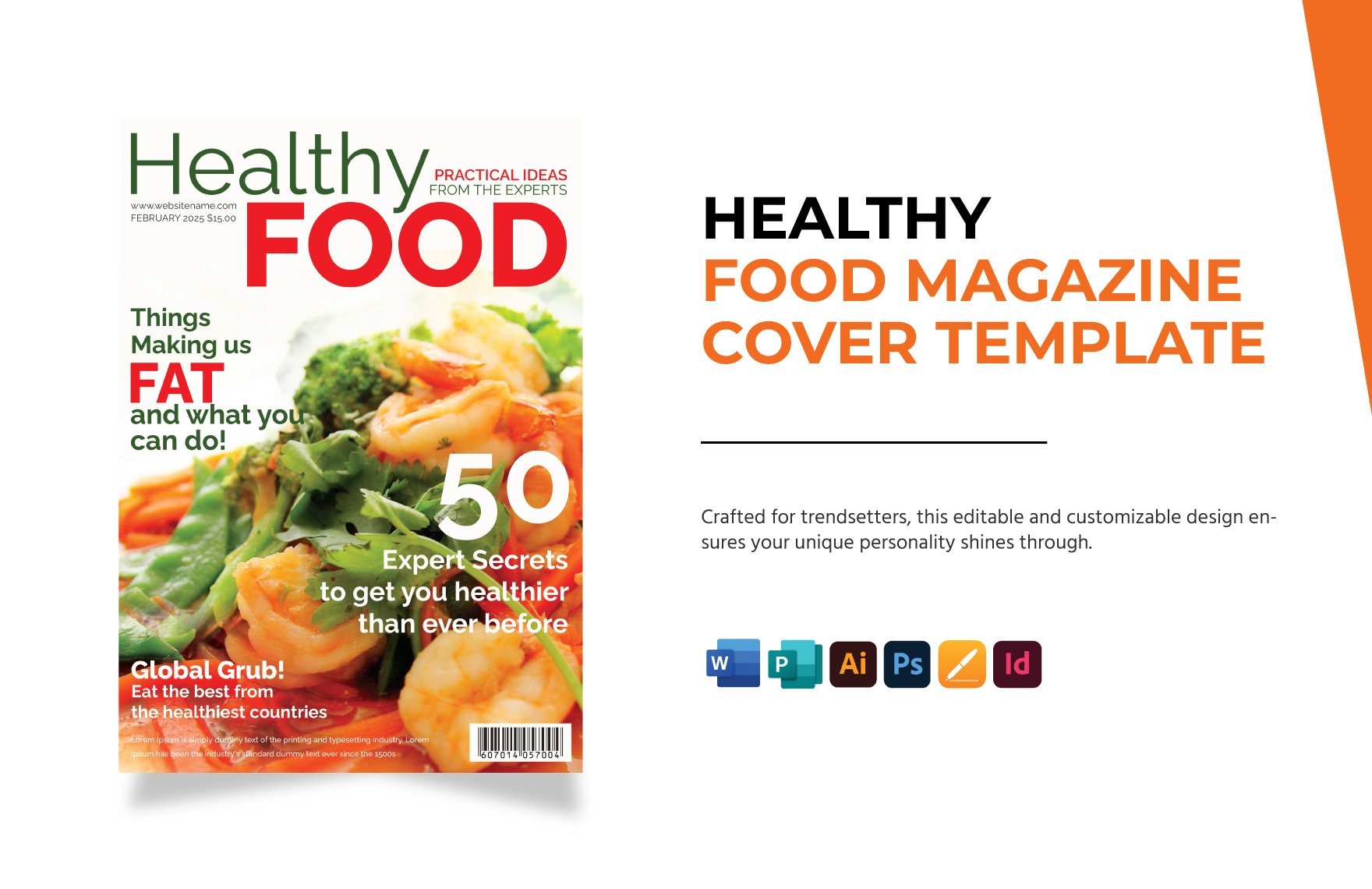Healthy Food Magazine Cover Template