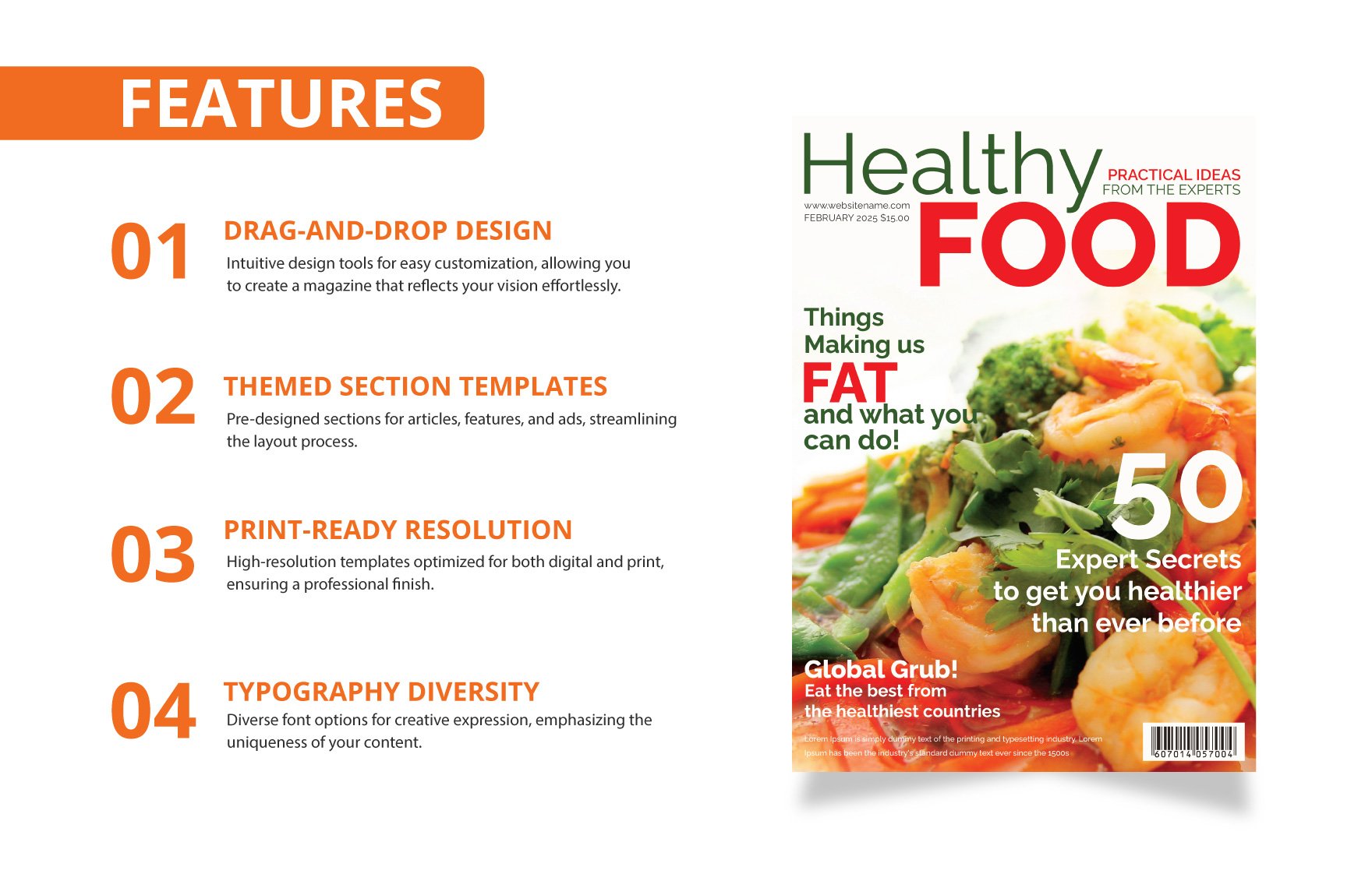 Healthy Food Magazine Cover Template